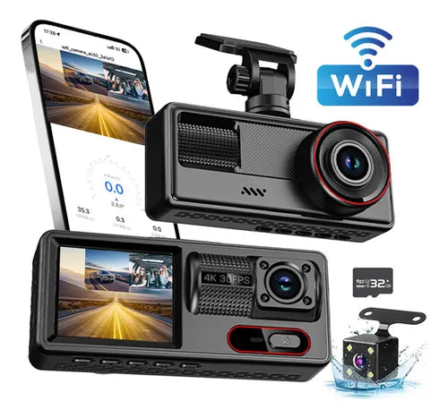 Cámara Para Carro Triple HD WIFI