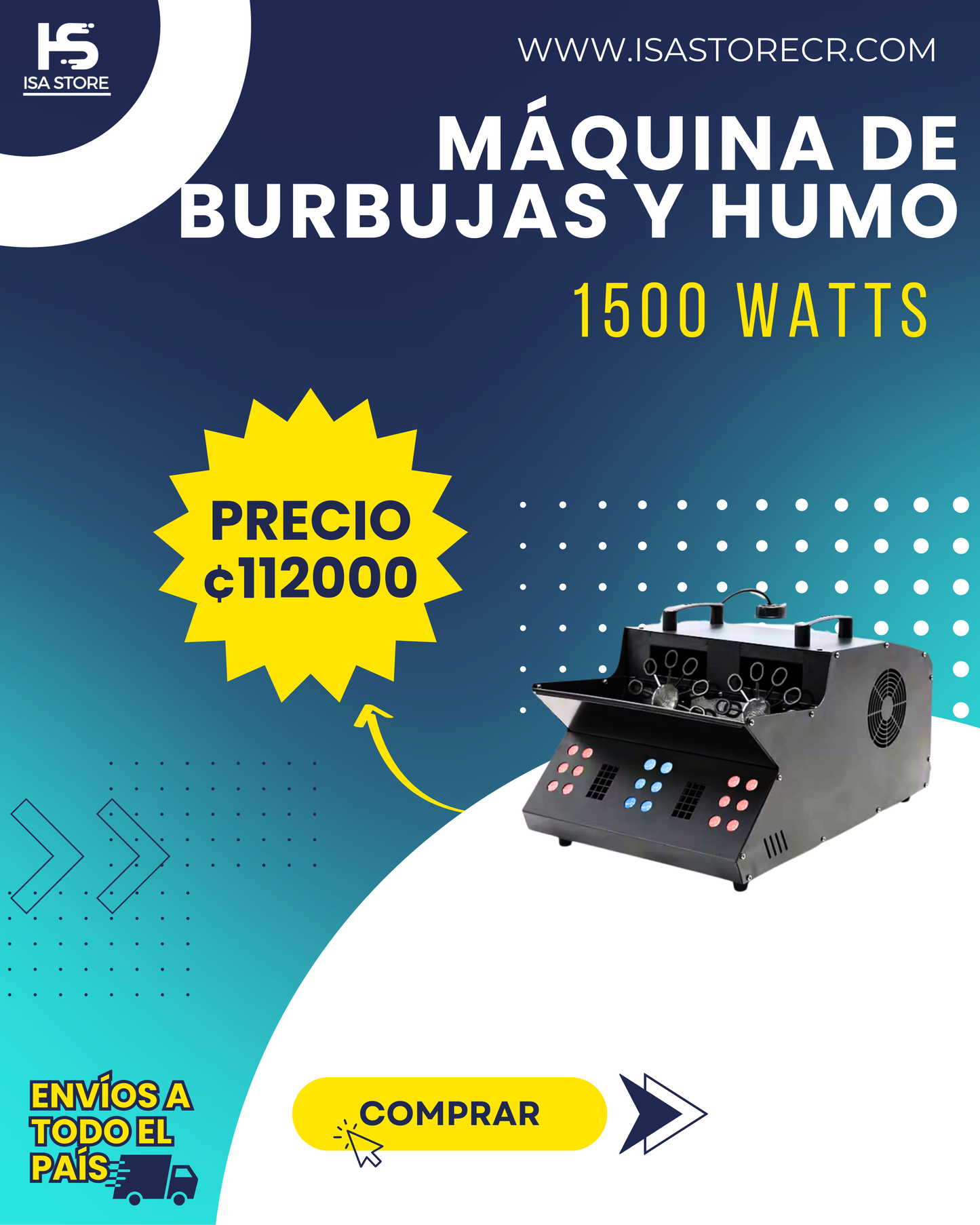 Máquina De Humo & Burbujas 1500 Watts