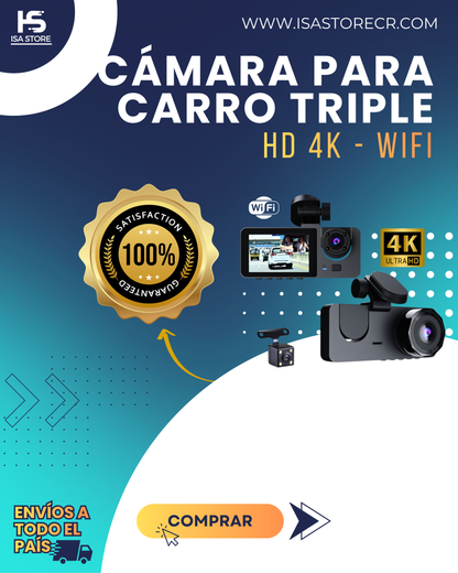 Cámara Para Carro Triple HD 4K Y15