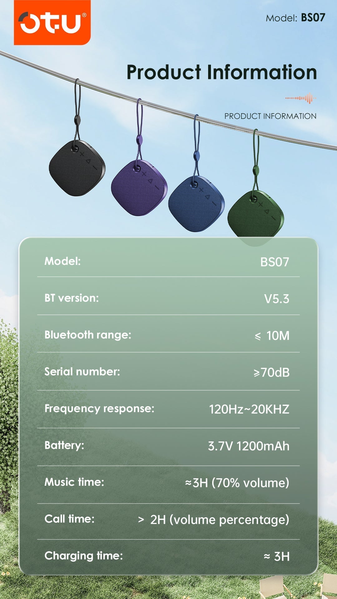 Parlante Bluetooth BS07 Otu