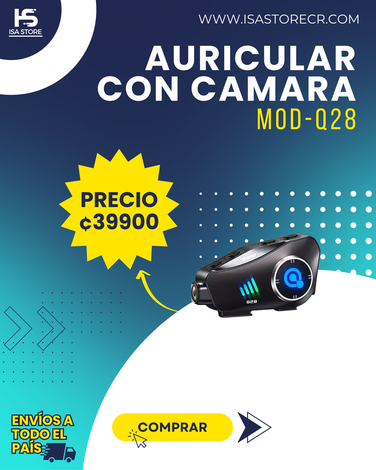 Auricular Para Moto Con Cámara Q28
