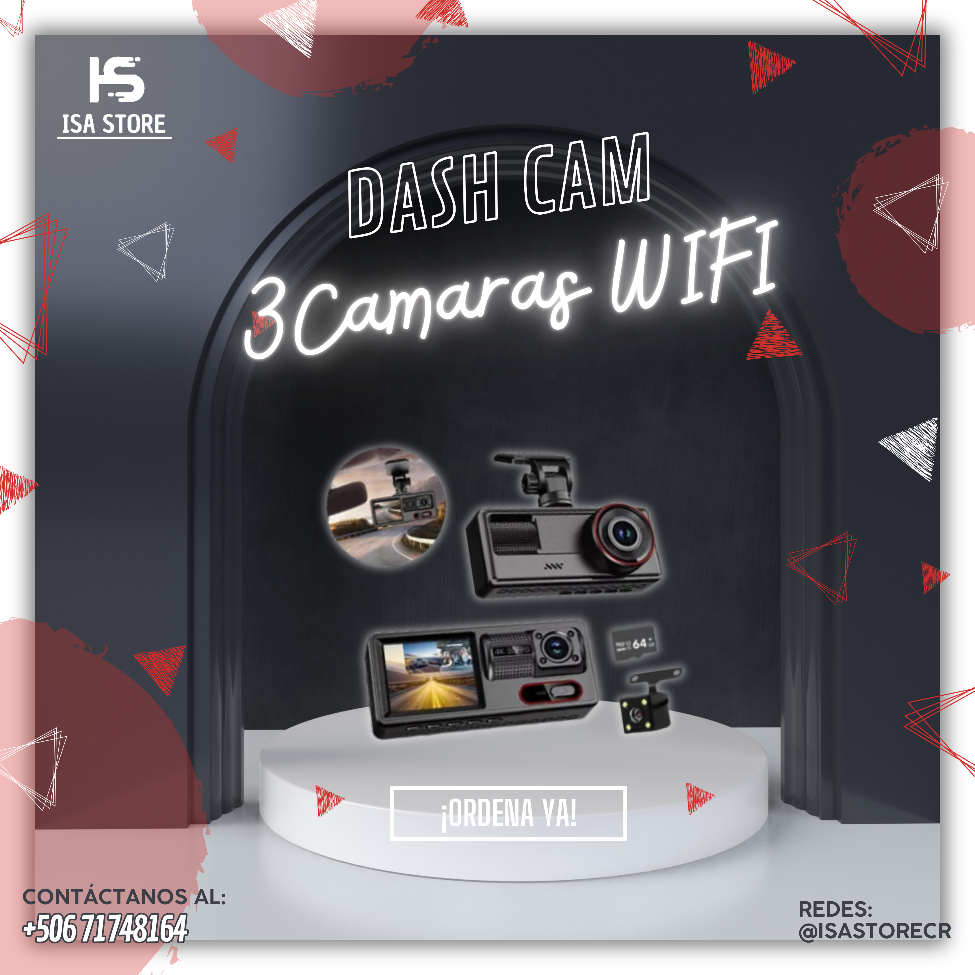 Cámara Para Carro Triple HD WIFI