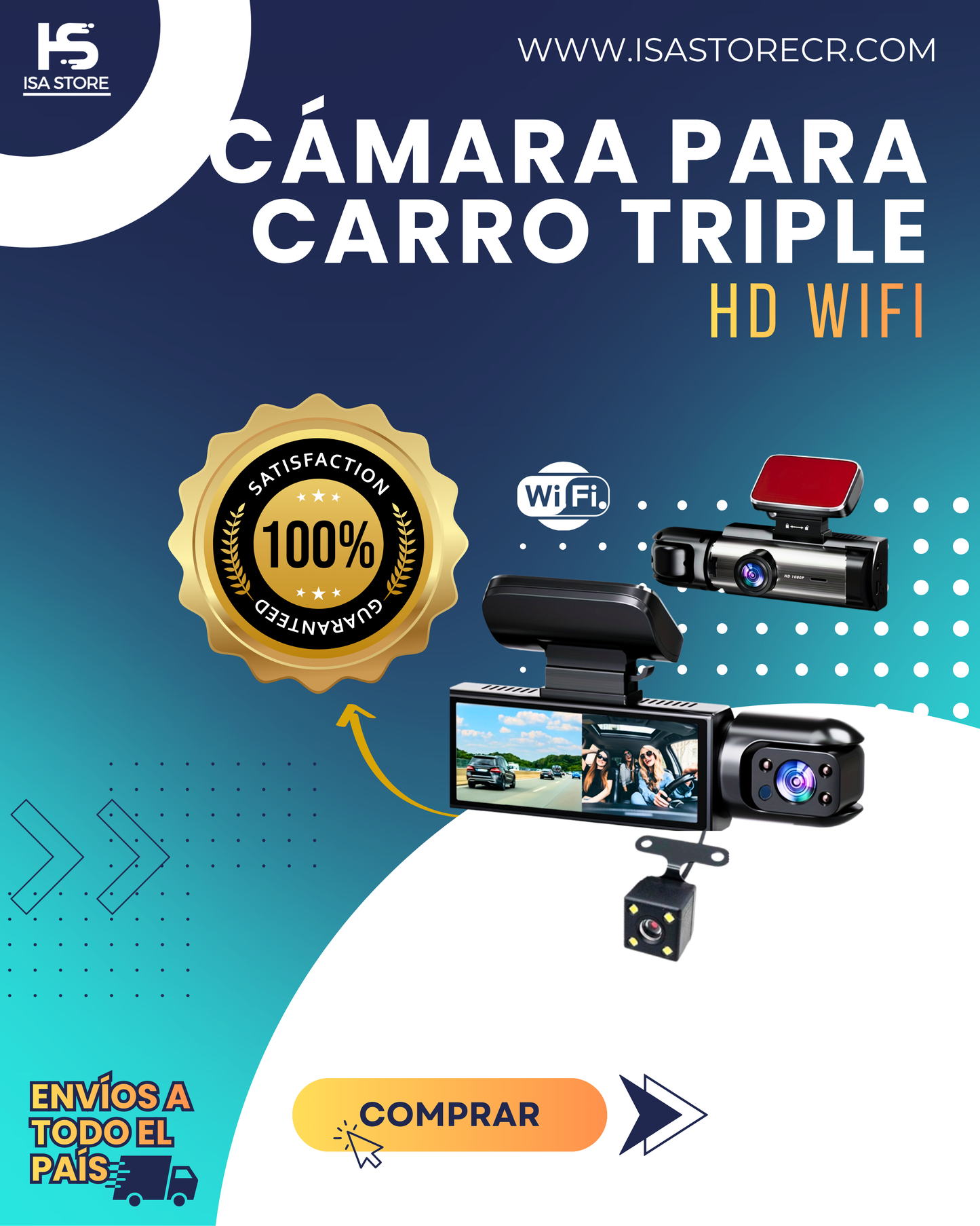 Cámara Para Carro Triple + SD