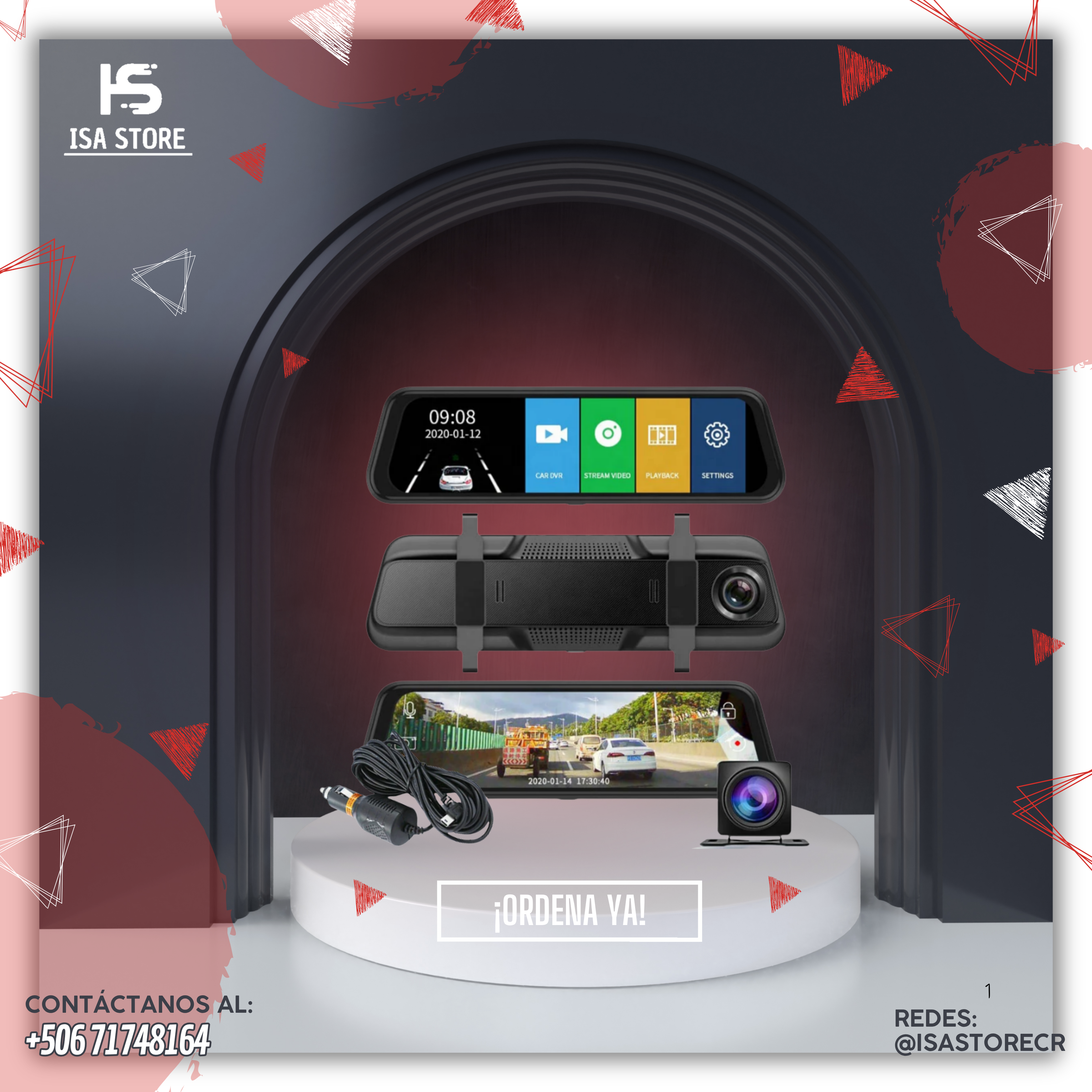 Cámara Retrovisor Táctil HD