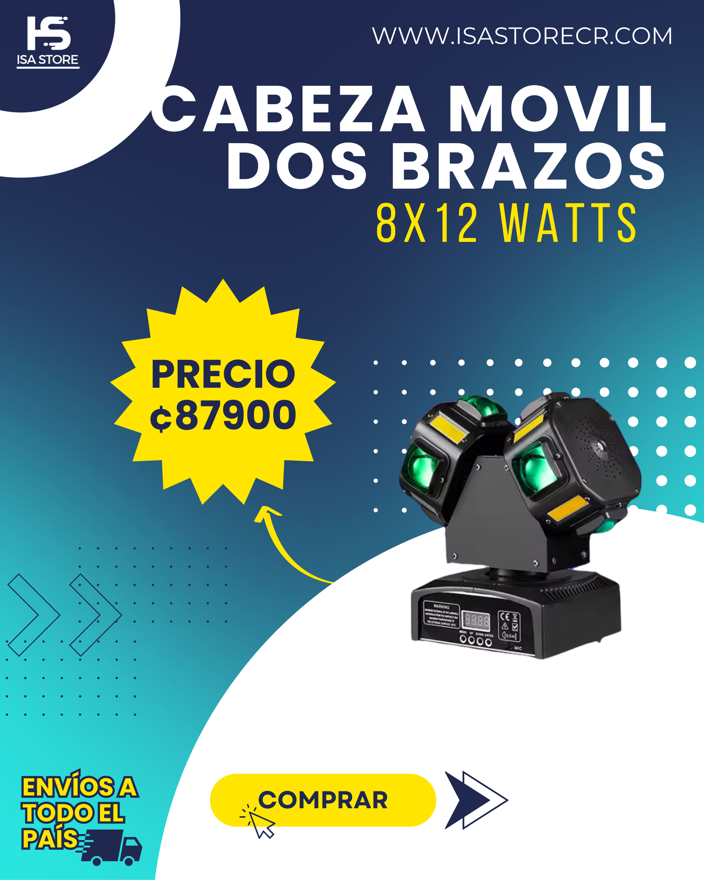 Cabeza Móvil Giratoria 3 en 1