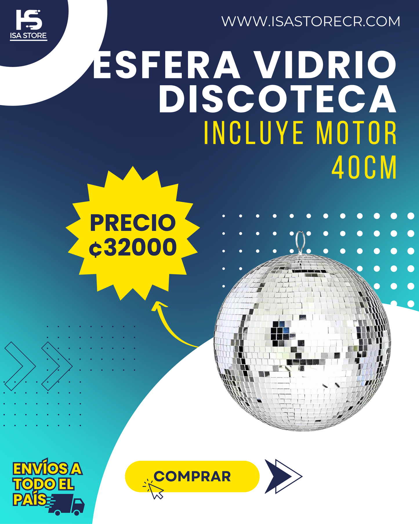 Esfera Vidrio 40cm Disco