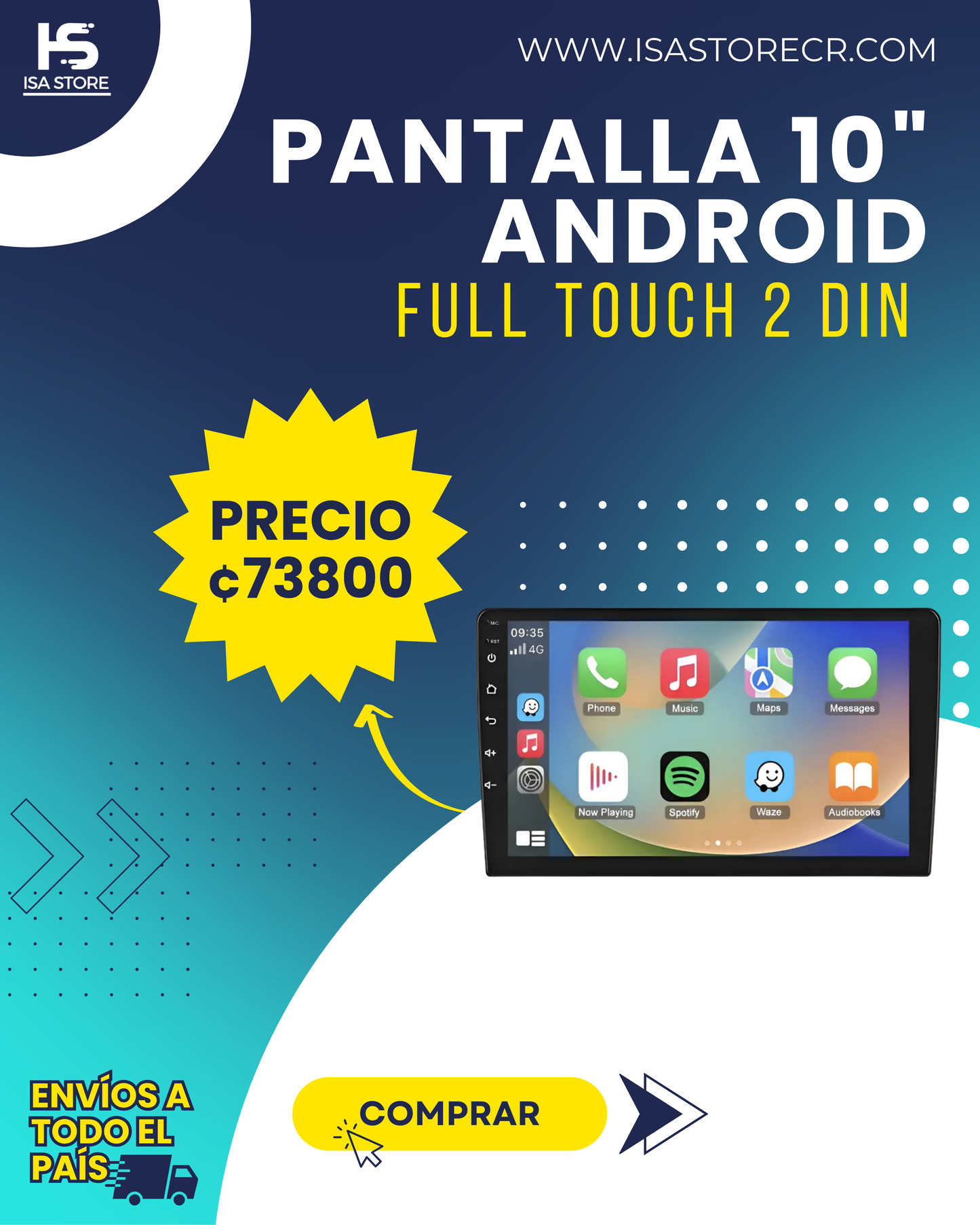 Pantalla Para Carro 10" Android13 2din