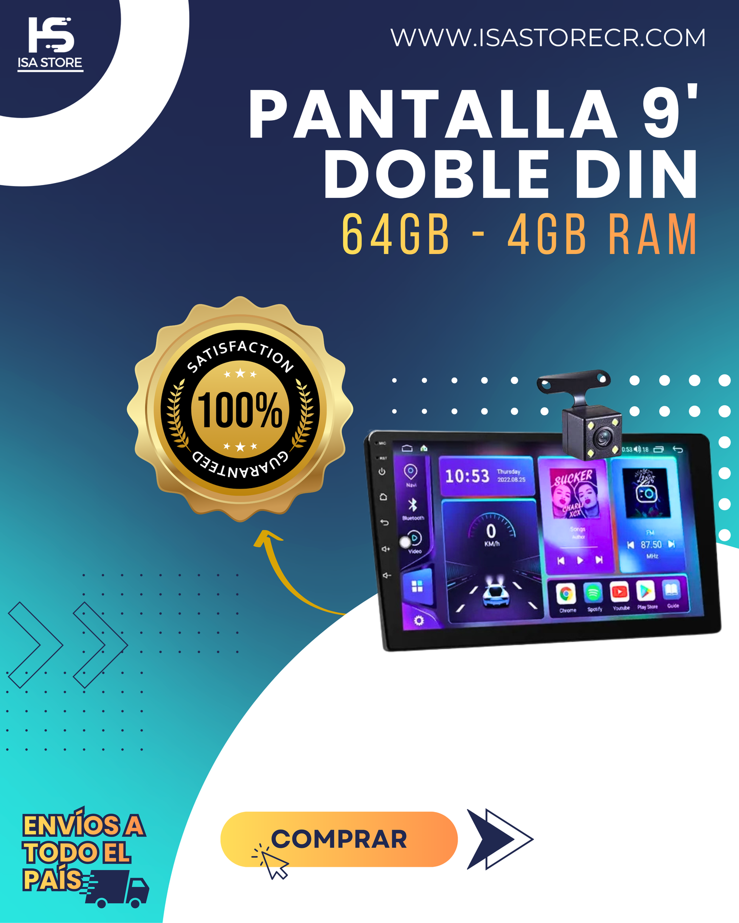 Pantalla Android 9' 4x64GB Car Play