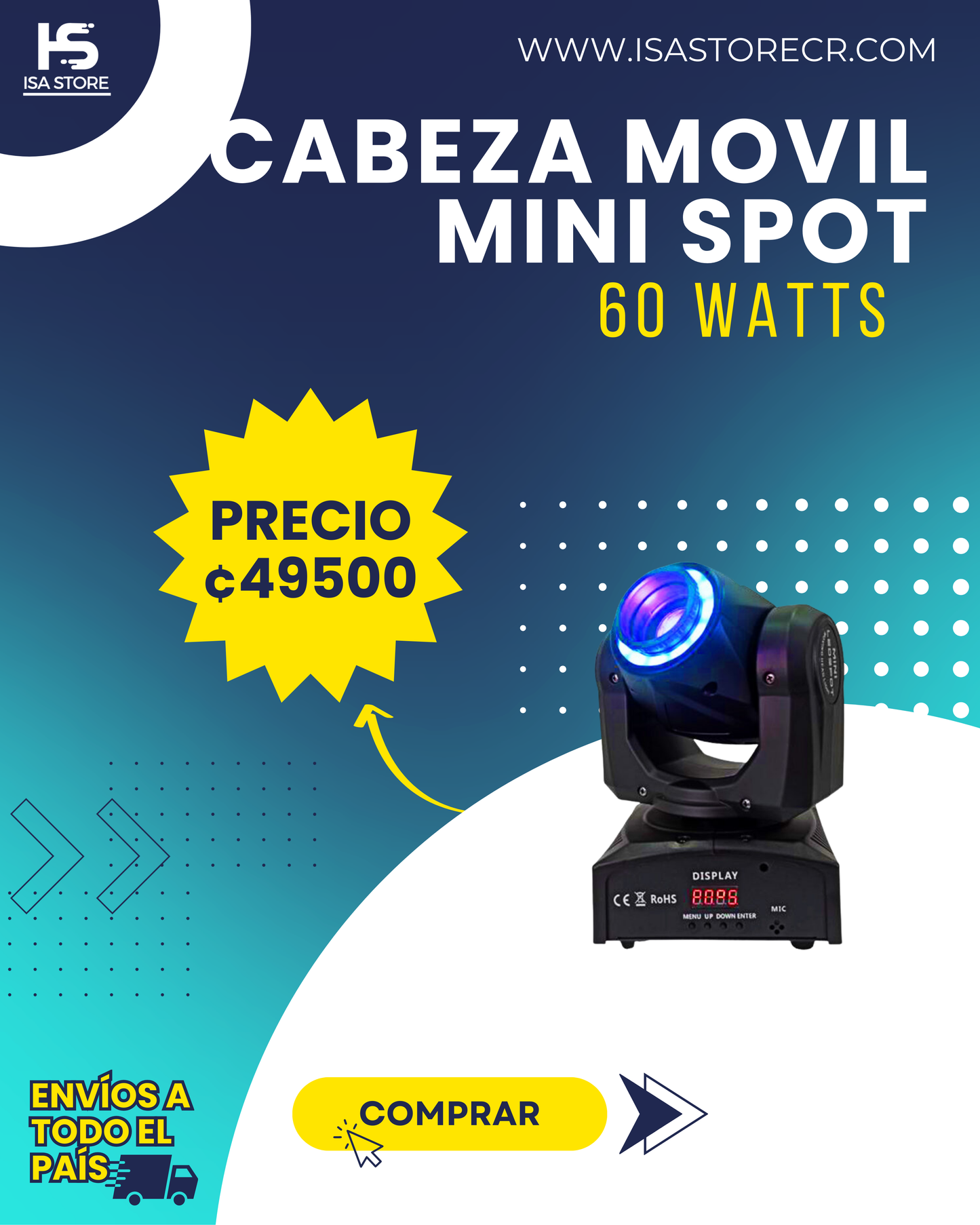 Cabeza Móvil Mini Spot Aro Led 60W
