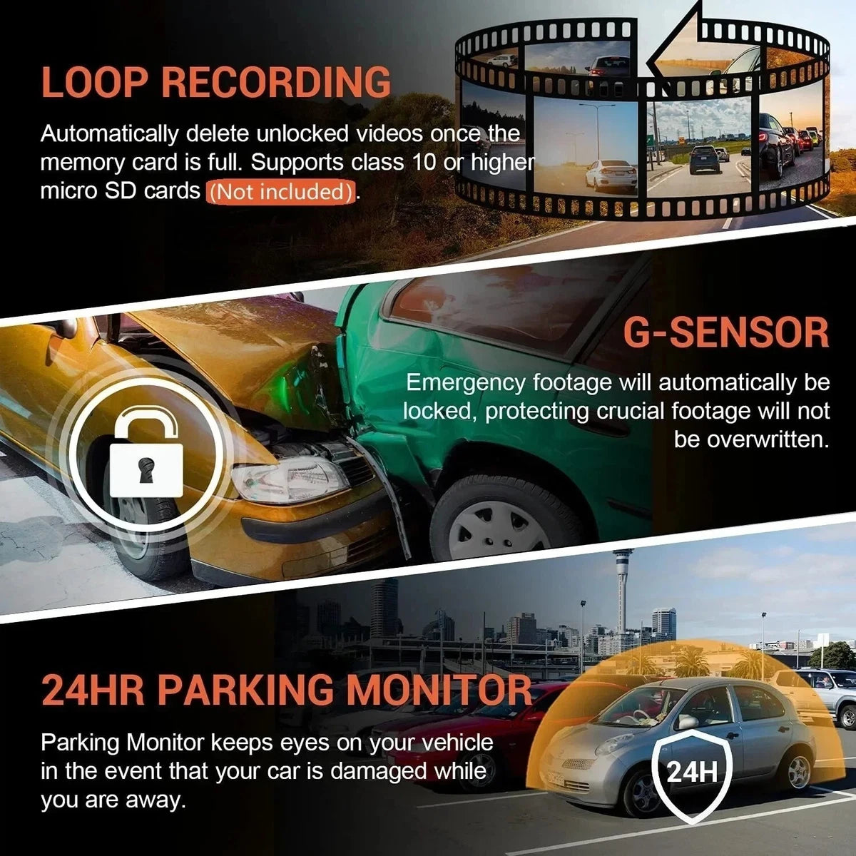 Cámara Para Carro Triple + SD