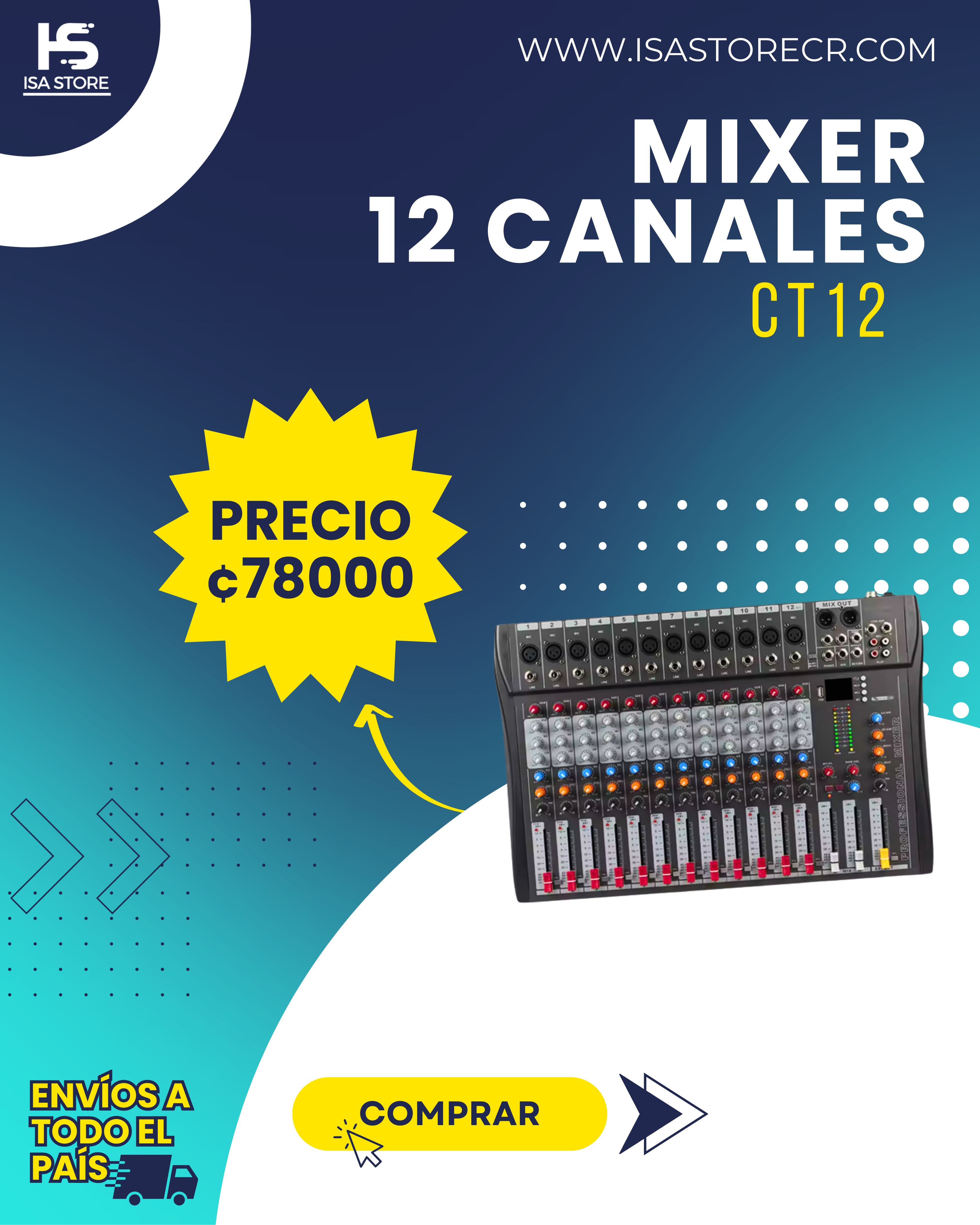 Tim Ct12 Mixer 12 Canales CT12 – ISA STORE CR
