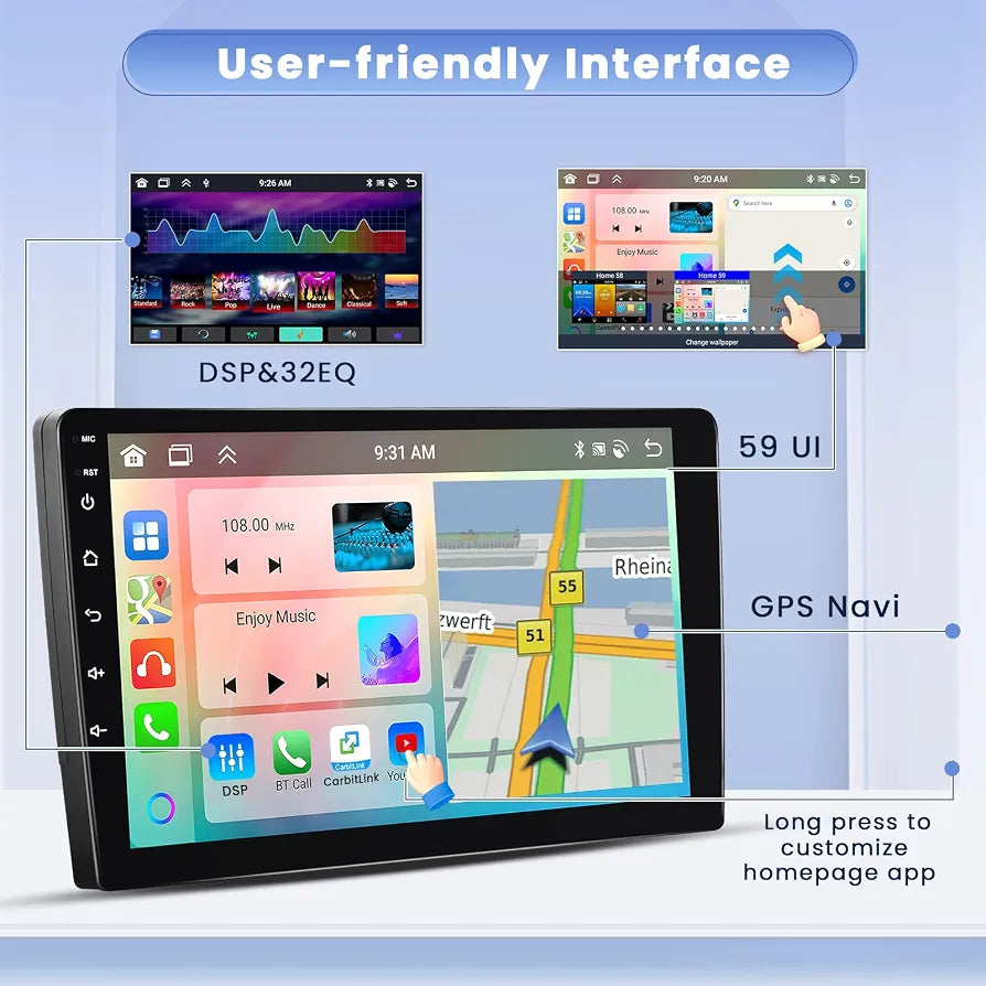 Pantalla Android 9' 4x64GB Car Play
